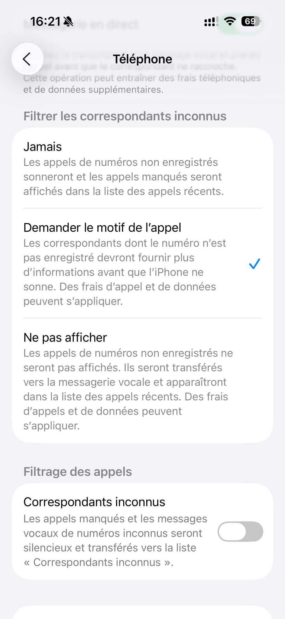 Le nouveau filtre spam iOS 26